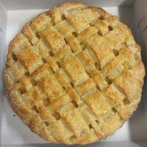 Our Vegan pies are nine inches in diameter. They serve eight.